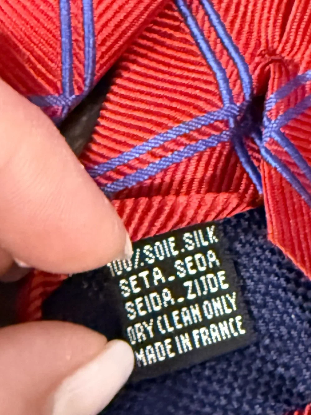 Thomas Pink Silk Tie Red Purple Diamond Grid France Jermyn Street London British